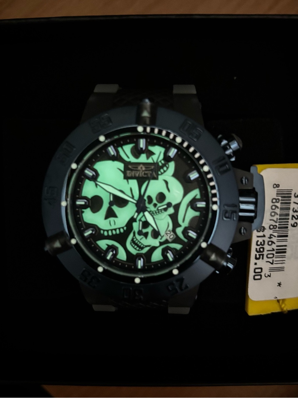 INVICTA Subaqua Chronograph Quartz Black Dial Skull Men's Watch 37329 New - Picture 9 of 11
